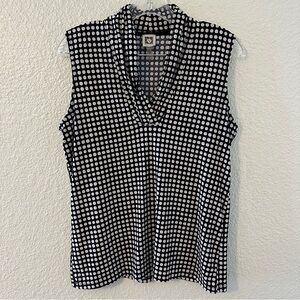 Anne Klein Black & White Polka Dot Women’s Sleeveless Blouse